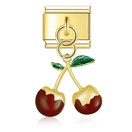 Charm Cereza Colgante Dorado